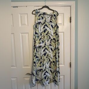 JJill Elegant Feather Print Maxi Dress